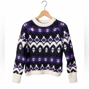 The Drop Purple and White Women's Sweater. Size Small. NWT. Cozy. Warm.